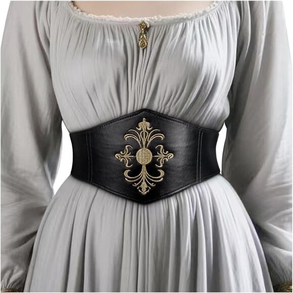 Accessories - Women Viking Corset Belt Renaissance Cinch Belt Halloween Medieval Pirate Black